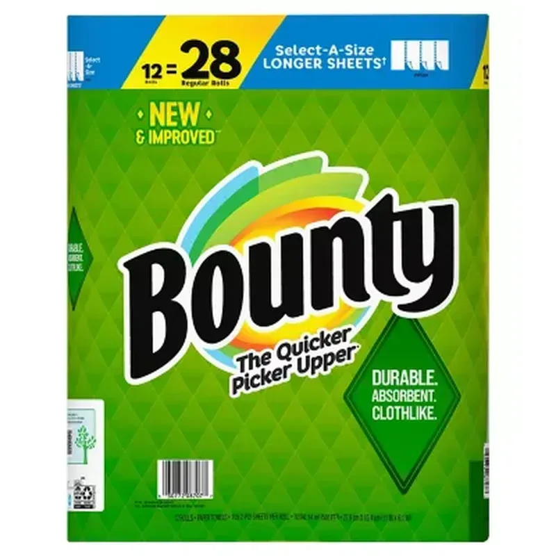 Bounty Select-A-Size Paper Towels, White (105 Sheets/Roll, 12 Rolls) - Image 9