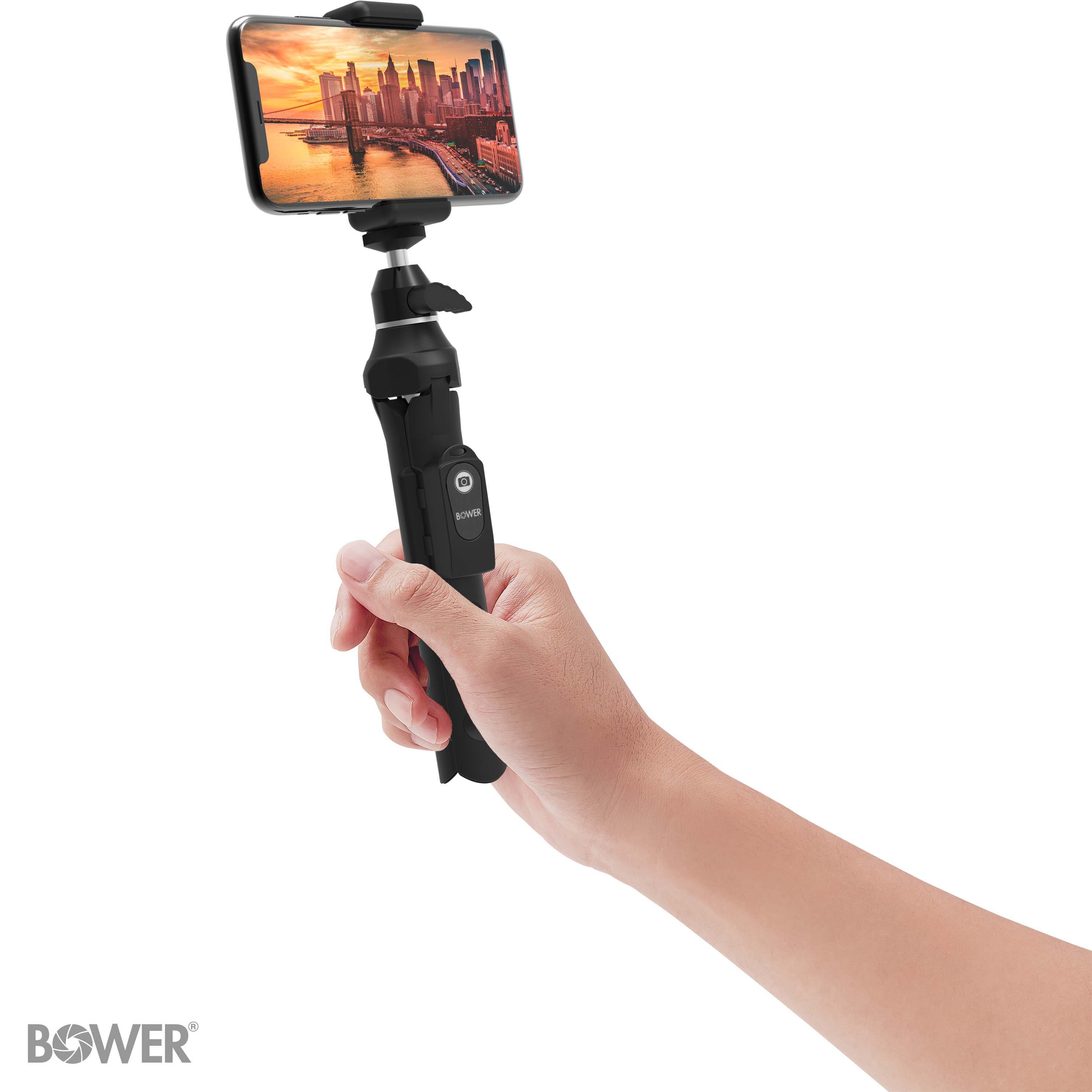 Bower 6-in-1 Multi Selfie Tripod with Smartphone & GoPro Mount, Rechargeable Wireless Remote - Black - Image 4