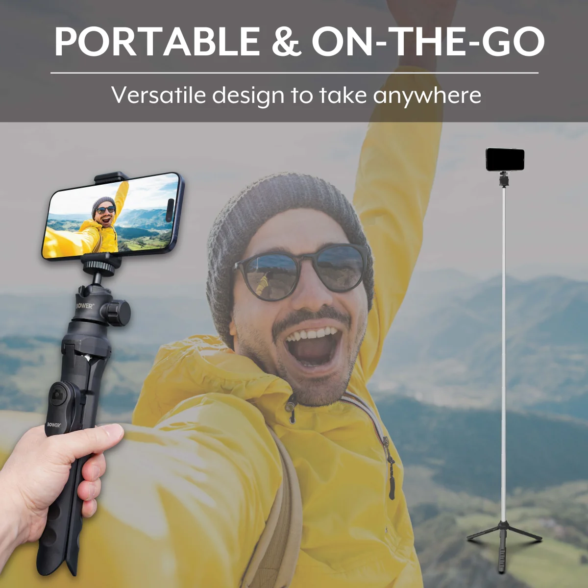 Bower Multi-Pod Max – 67" Extendable Tripod with Universal Phone Holder & Wireless Remote - Image 5
