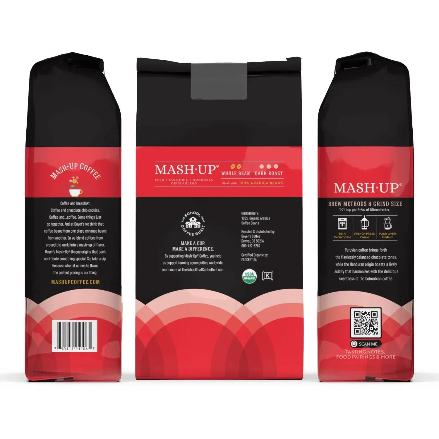 Boyer's Coffee Organic Dark Roast Whole Bean Coffee, Mash-Up Blend, 30 oz. - Image 2