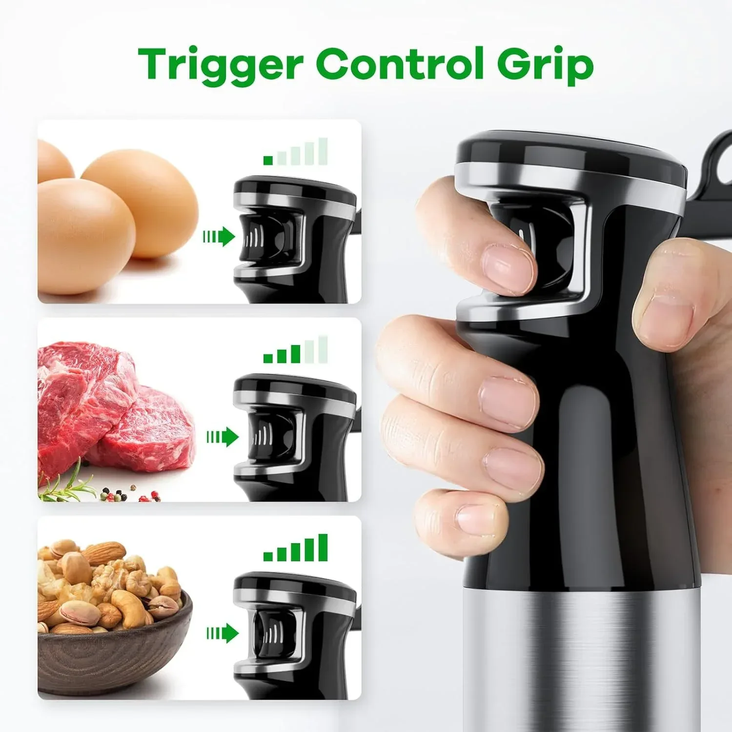 Boyun Daj Immersion Blender,1100W 5-in-1 Hand Blender,Trigger Speed Control with 600ml Beaker,Chopper,Whisk & Milk Frother–Ideal for Soup,Baby Food,Sauce & Puree - Image 6