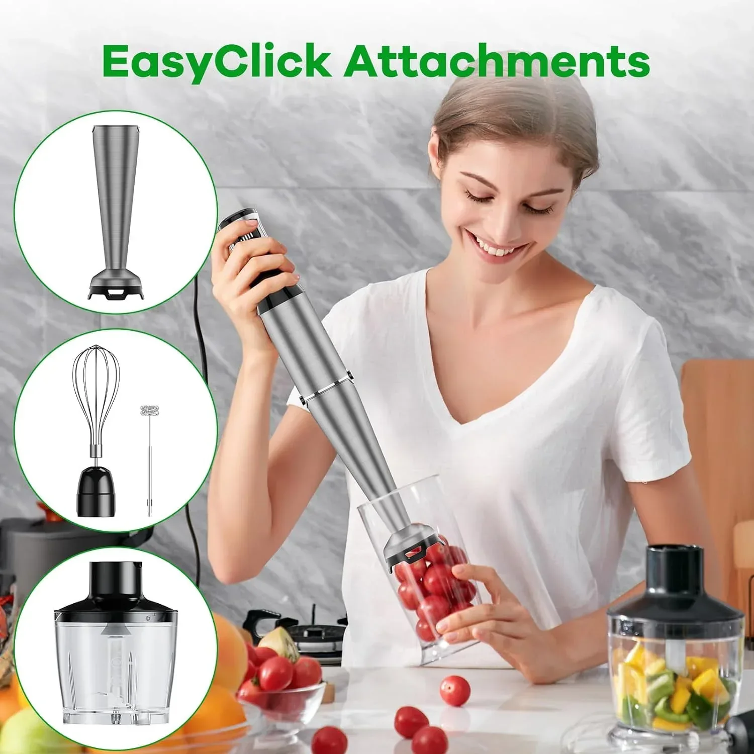 Boyun Daj Immersion Blender,1100W 5-in-1 Hand Blender,Trigger Speed Control with 600ml Beaker,Chopper,Whisk & Milk Frother–Ideal for Soup,Baby Food,Sauce & Puree - Image 7
