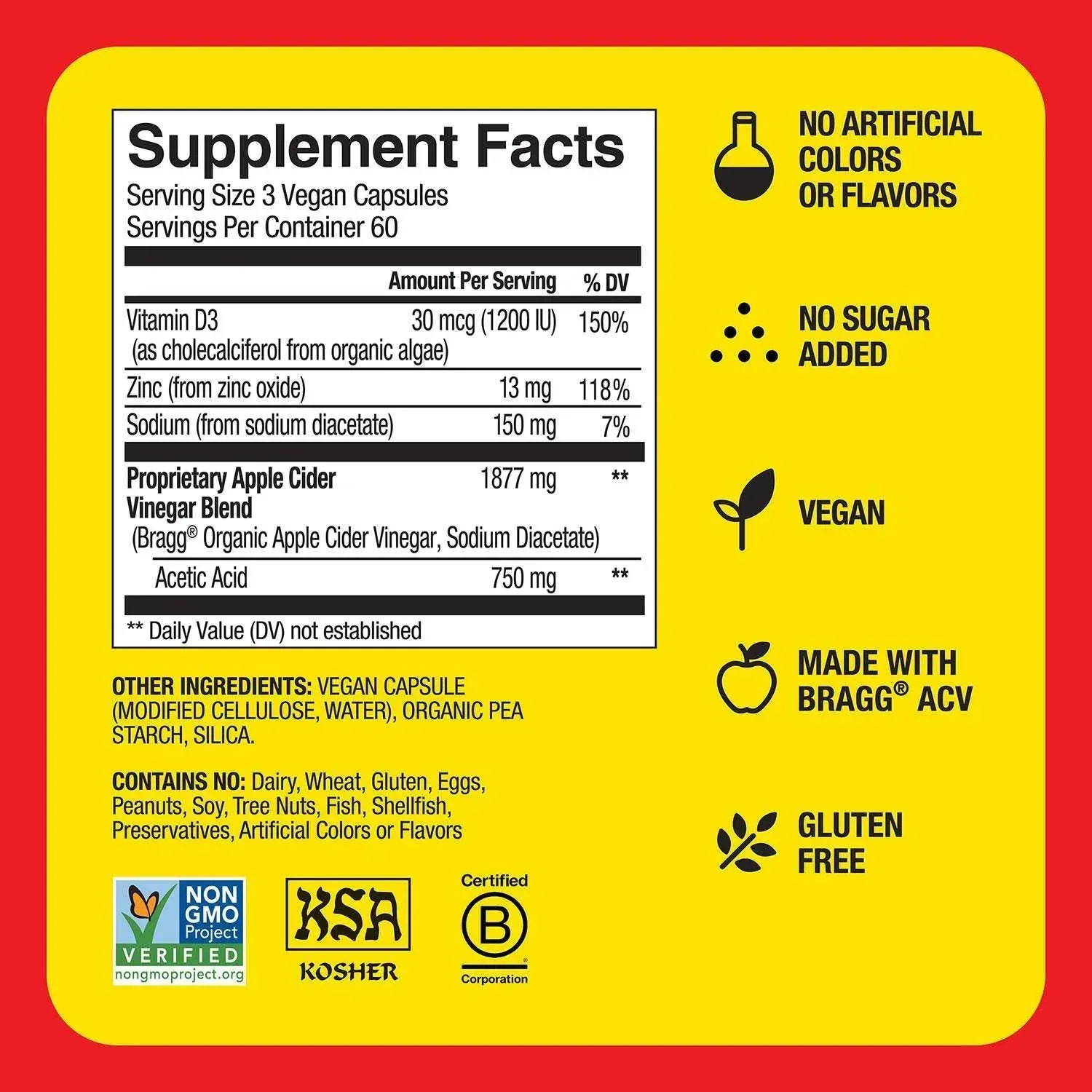 Bragg Apple Cider Vinegar Supplement Capsules, 180 ct. - Image 4