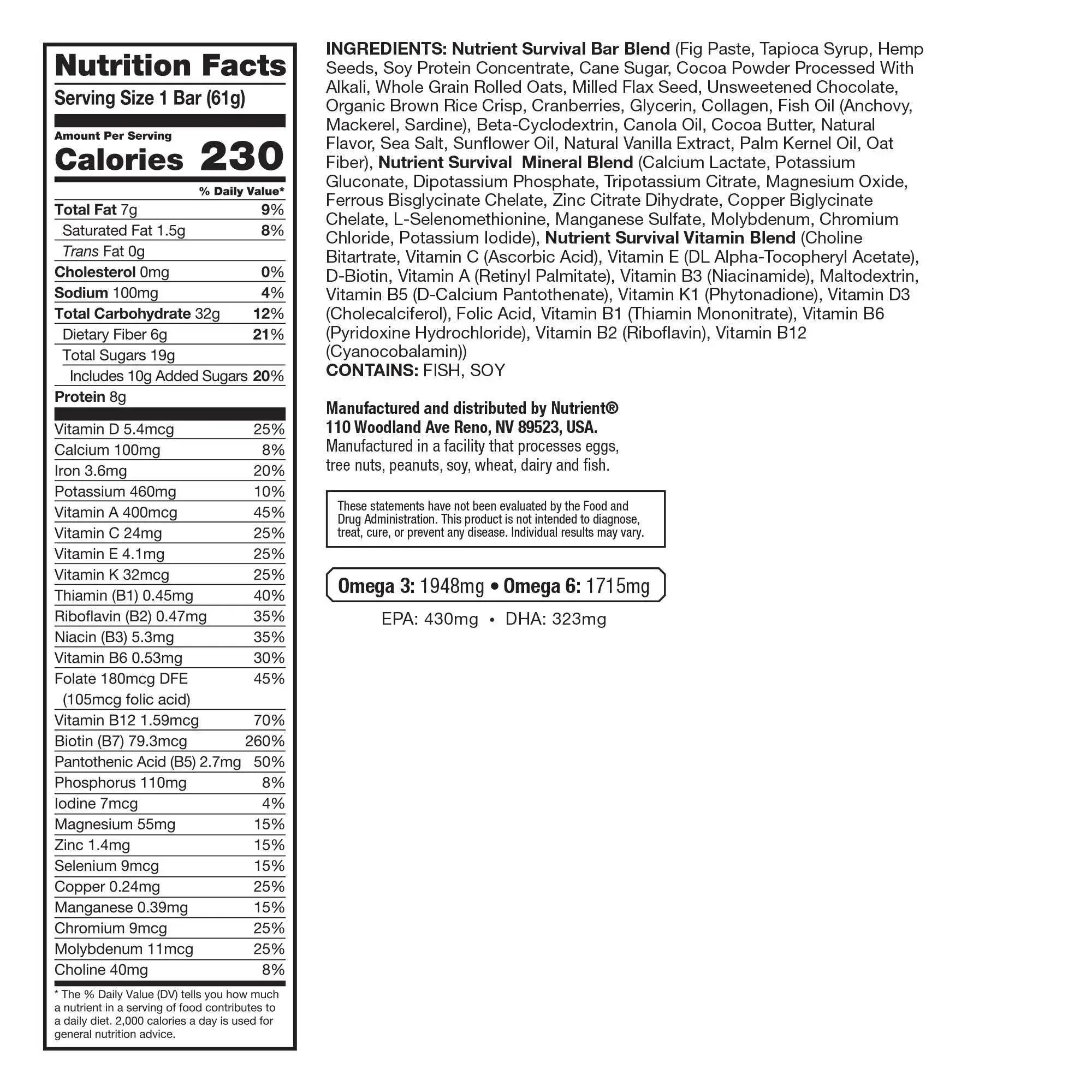BrainCare Brain Omega 3 Bar, Fig & Dark Chocolate, 2.1 oz, 16-count - Image 3