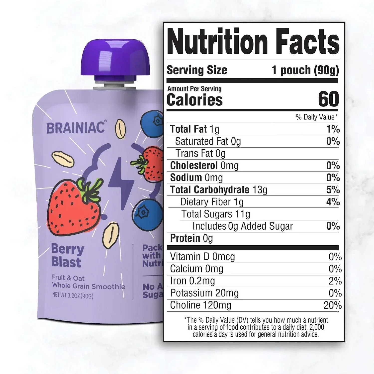 Brainiac Fruit and Oat Smoothie Pouches, 20 pk. - Image 2