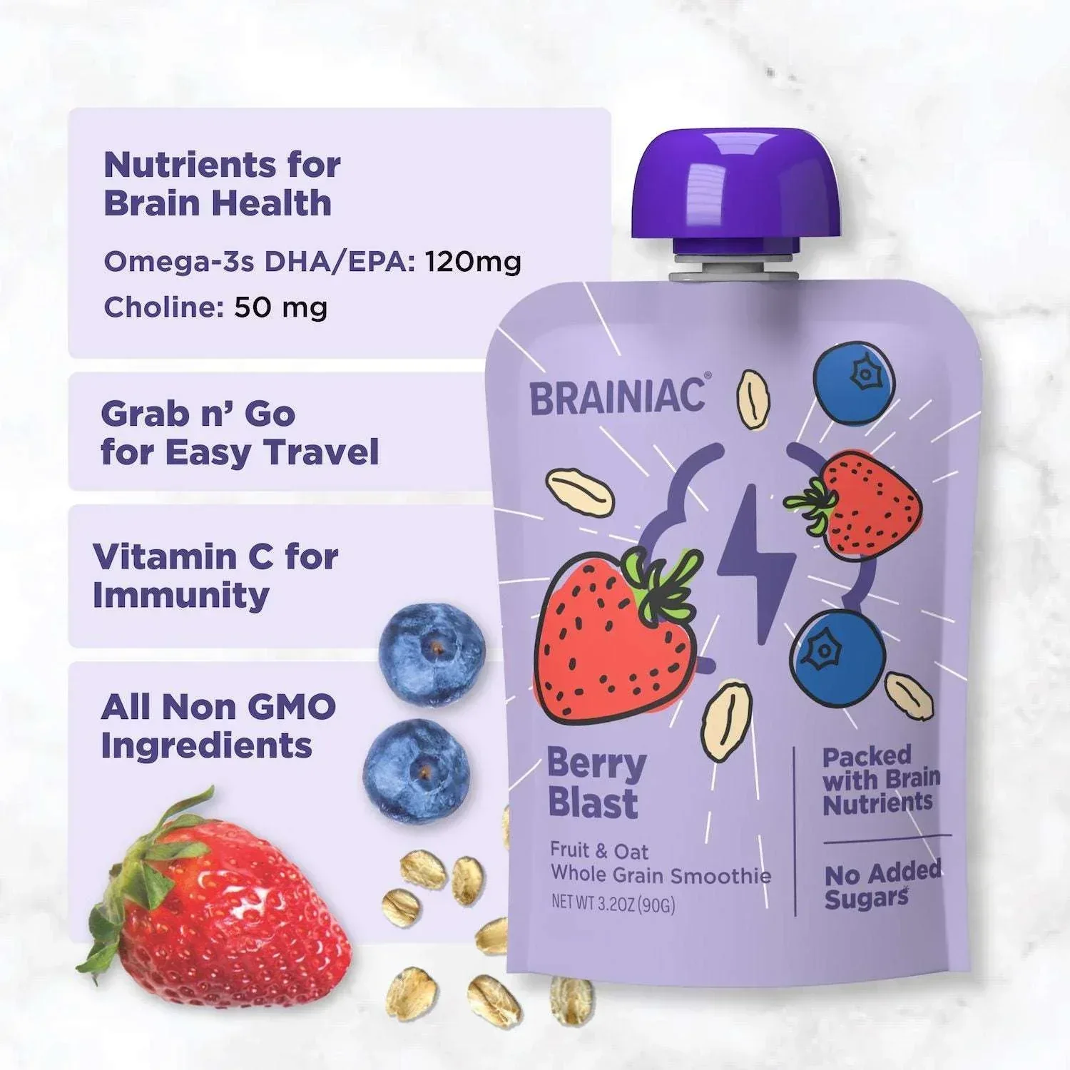 Brainiac Fruit and Oat Smoothie Pouches, 20 pk. - Image 4