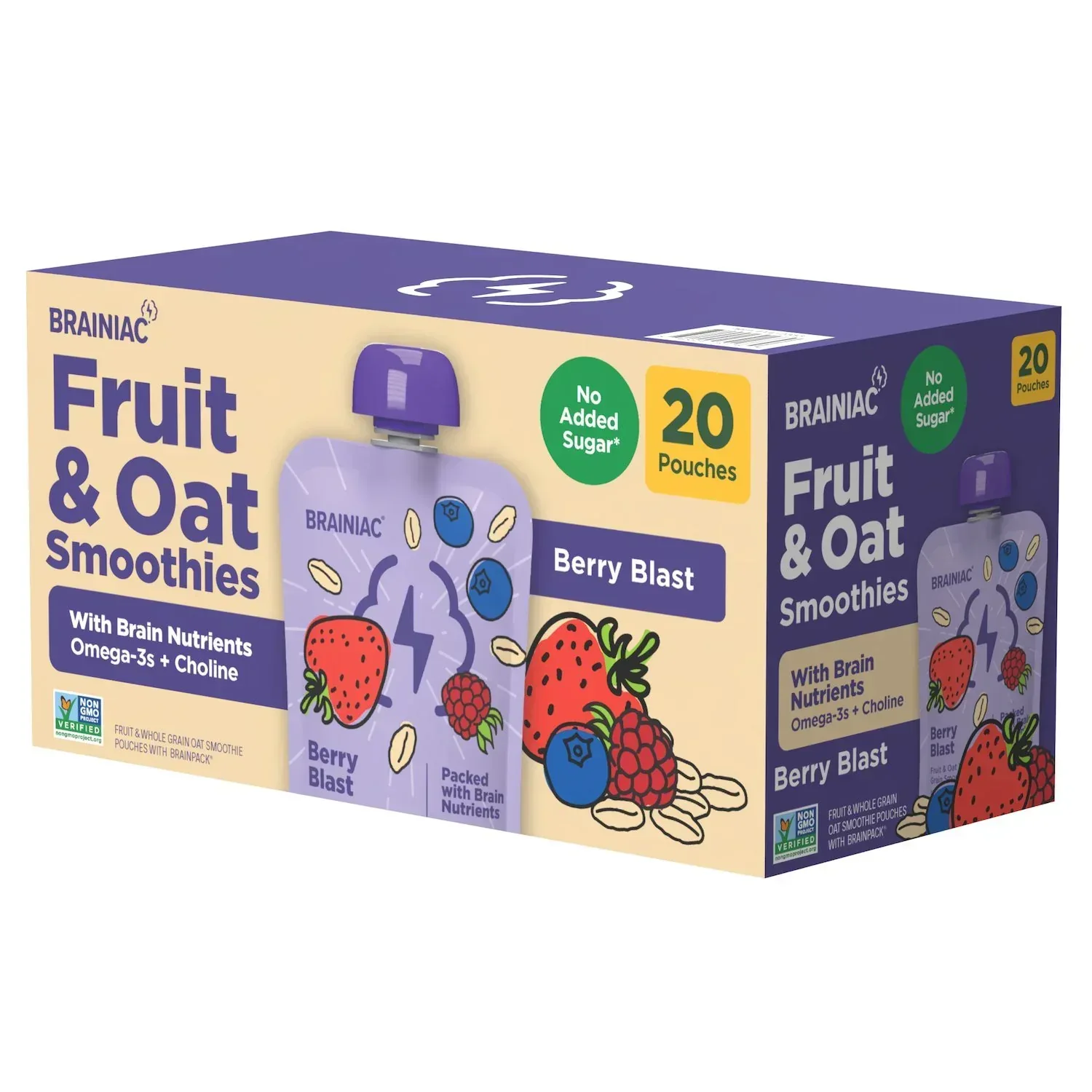 Brainiac Fruit and Oat Smoothie Pouches, 20 pk. - Image 6