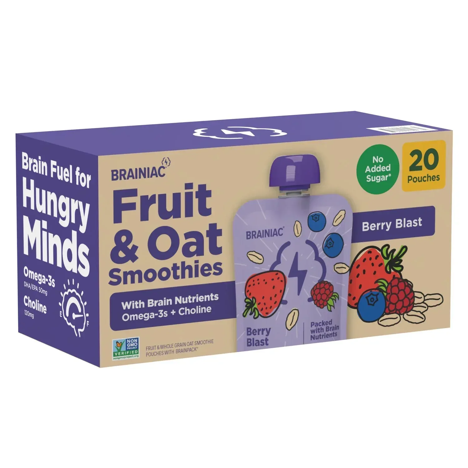 Brainiac Fruit and Oat Smoothie Pouches, 20 pk. - Image 7