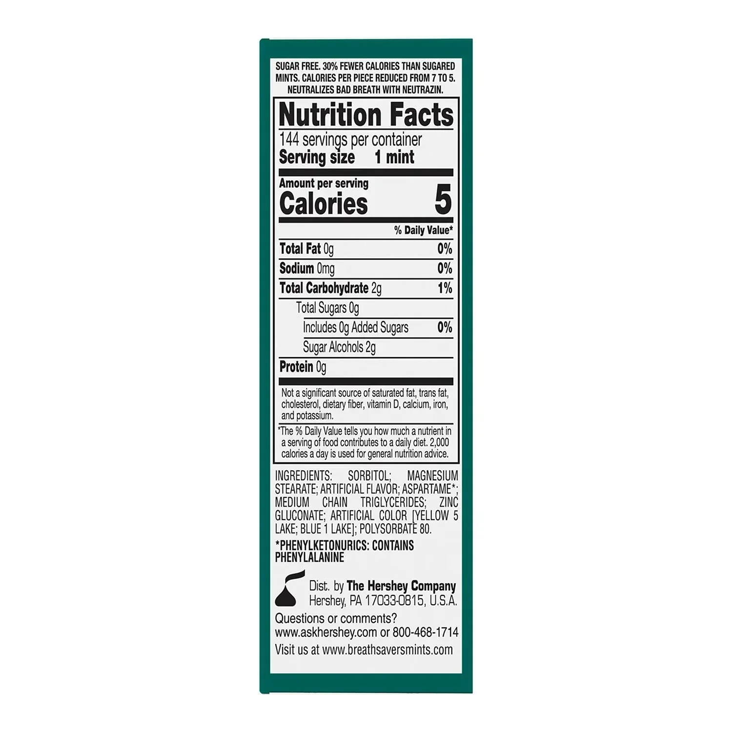 BREATH SAVERS Wintergreen Sugar Free Breath Mints Rolls, 0.75 oz., 24 ct. - Image 3