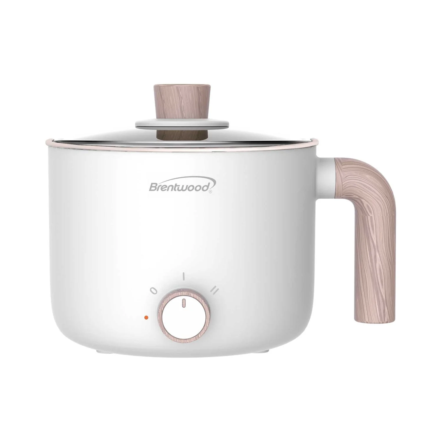 Brentwood 1.6-Qt. Multi-Function Electric Hot Pot Cooker with Ceramic Non-Stick Coating, White, HP-3170W, HP-3170W