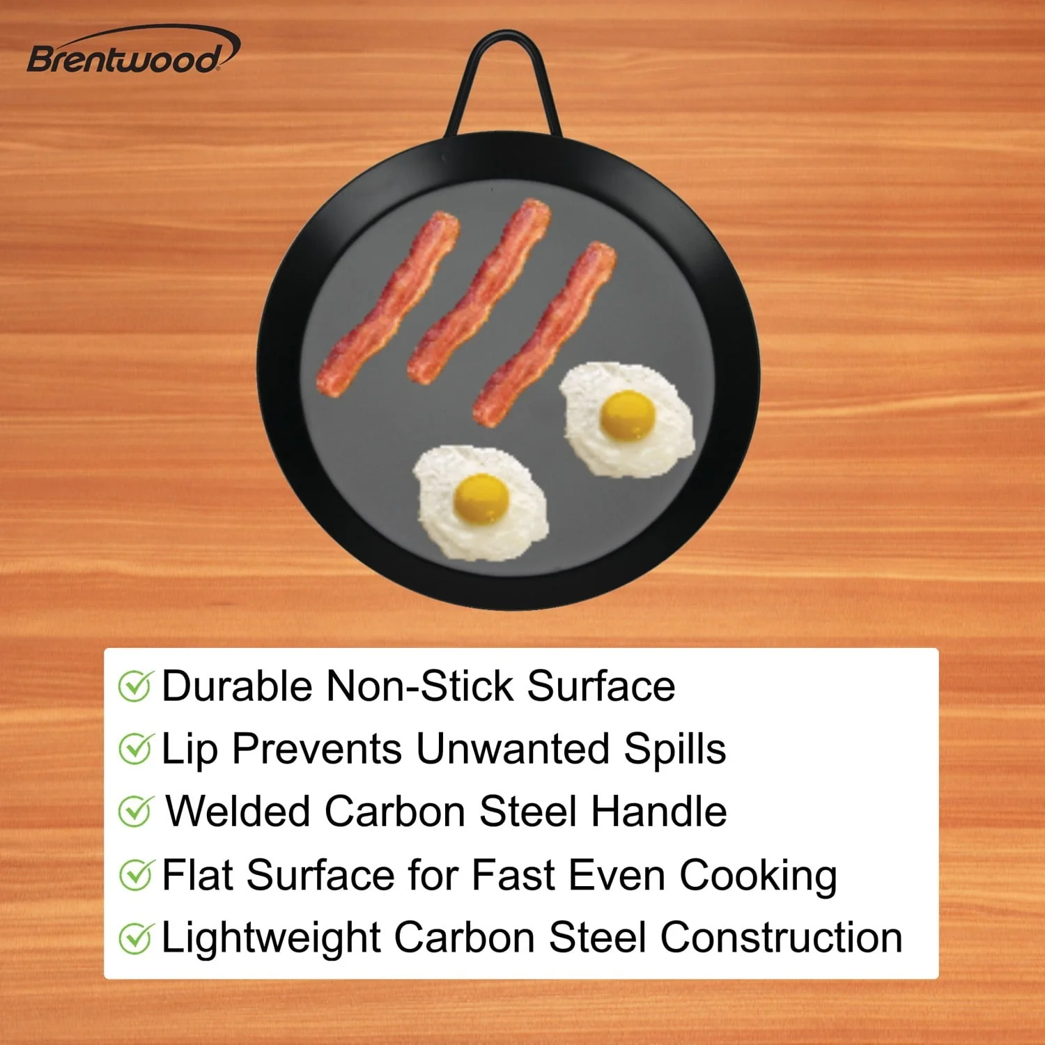Brentwood Carbon Steel Nonstick Round Comal Griddle for Single Burner (9.5 In.) - Image 4