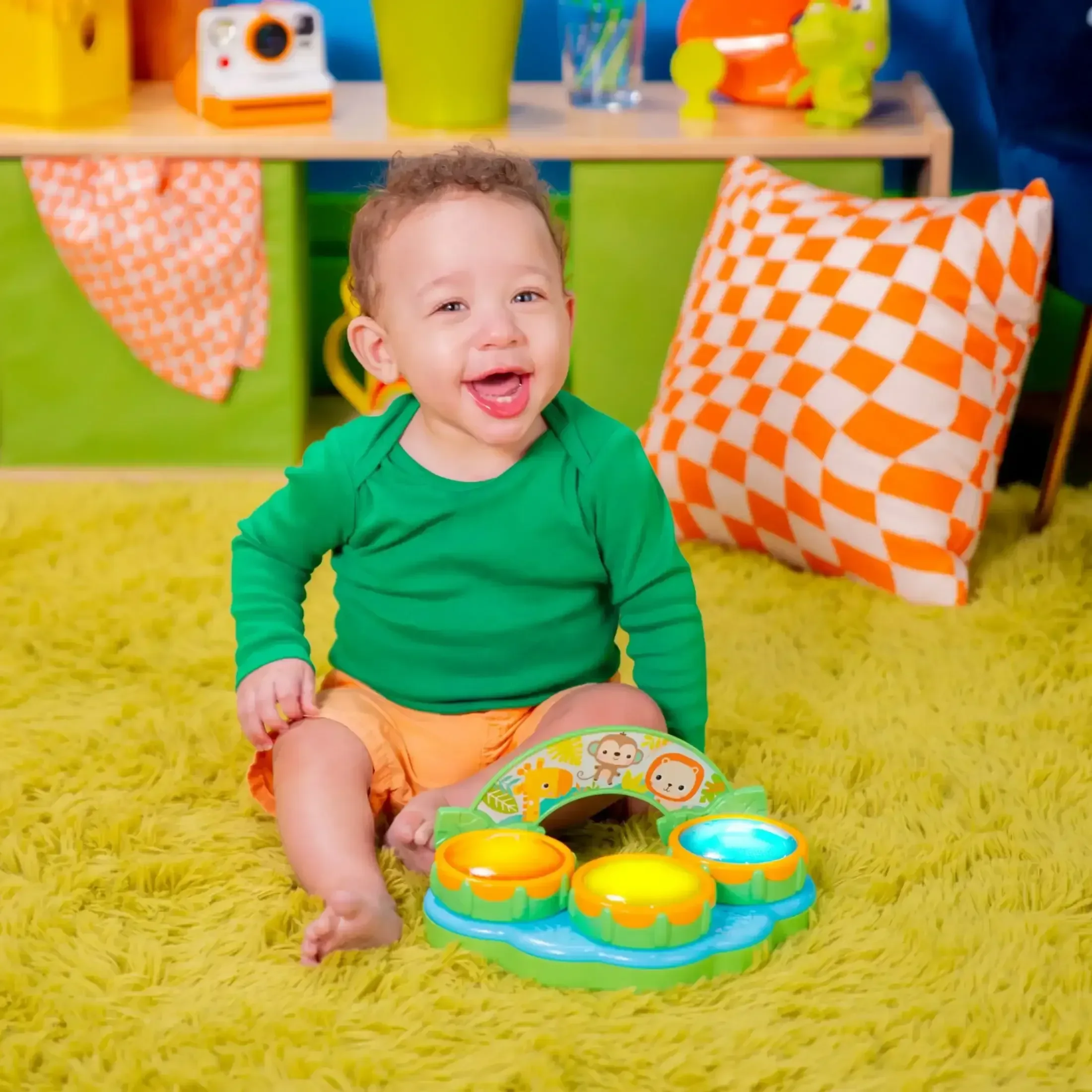 Bright Starts Safari Beats Musical Drum Toy with Lights, Ages 3 Months +, Infant and Toddler, Unisex - Image 2