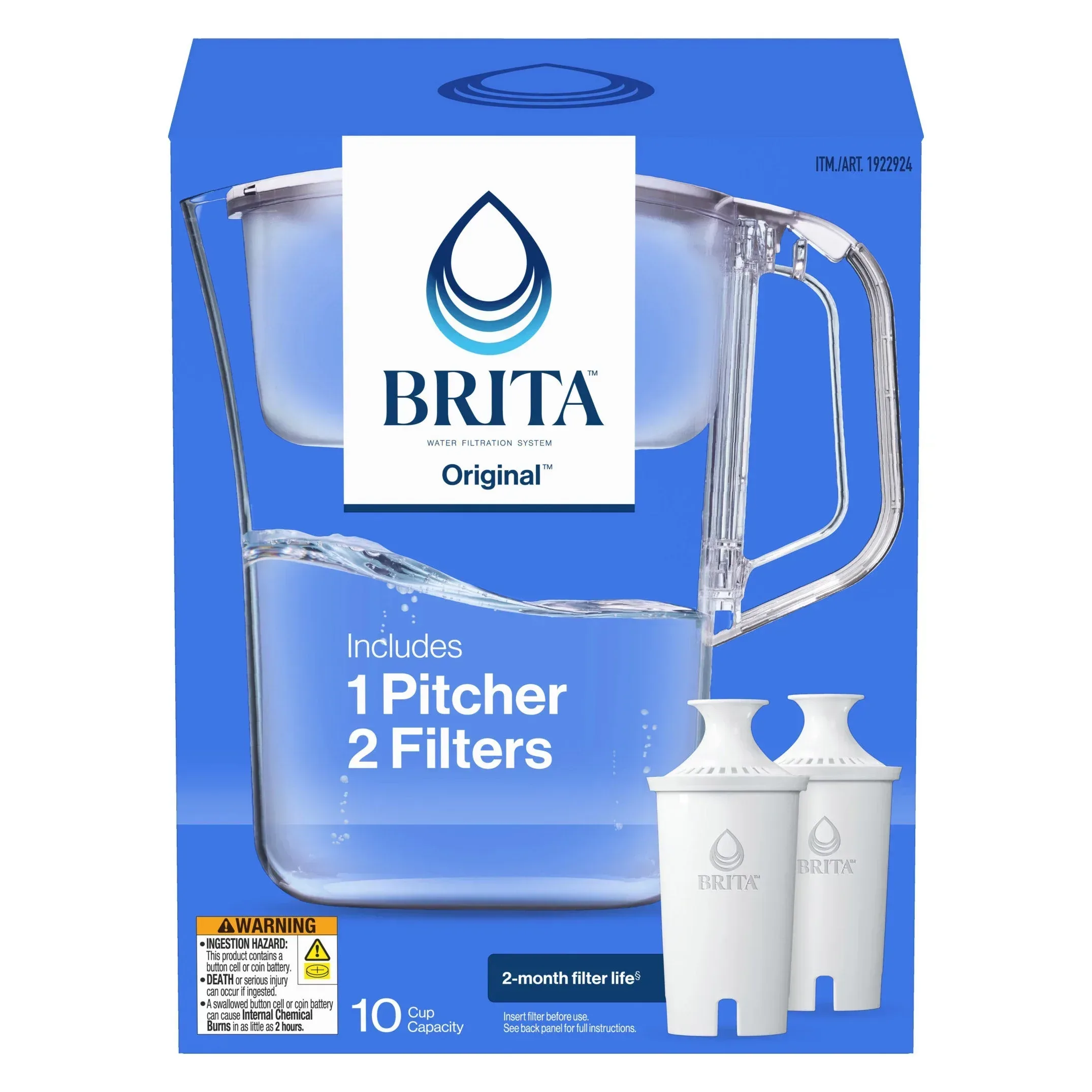 Brita Champlain Water Filter Pitcher, 10 Cup with 2 Filters - Image 3