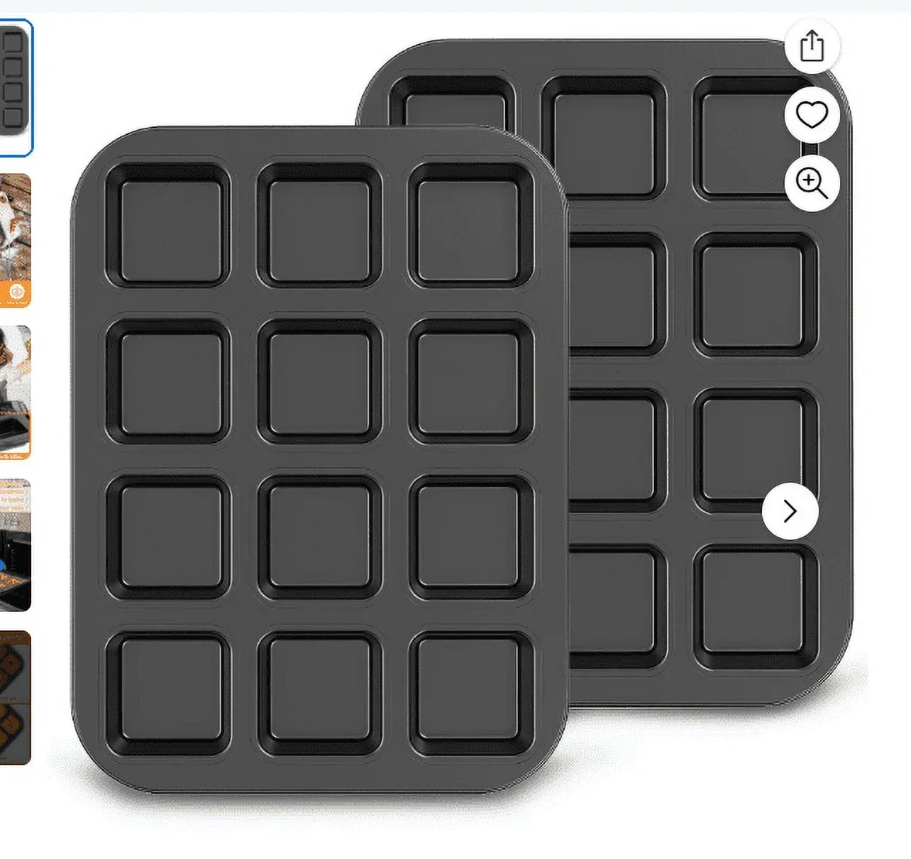 Brownie Pan with Dividers, 1 Set 12 Cavity All Edges Square Cupcake Brownie Pans Mini Cake Non Stick Baking Carbon Steel Bread Mold Small Edge 3x4 Individual Cutter Sheet Tray for Cookie Oven - Image 2