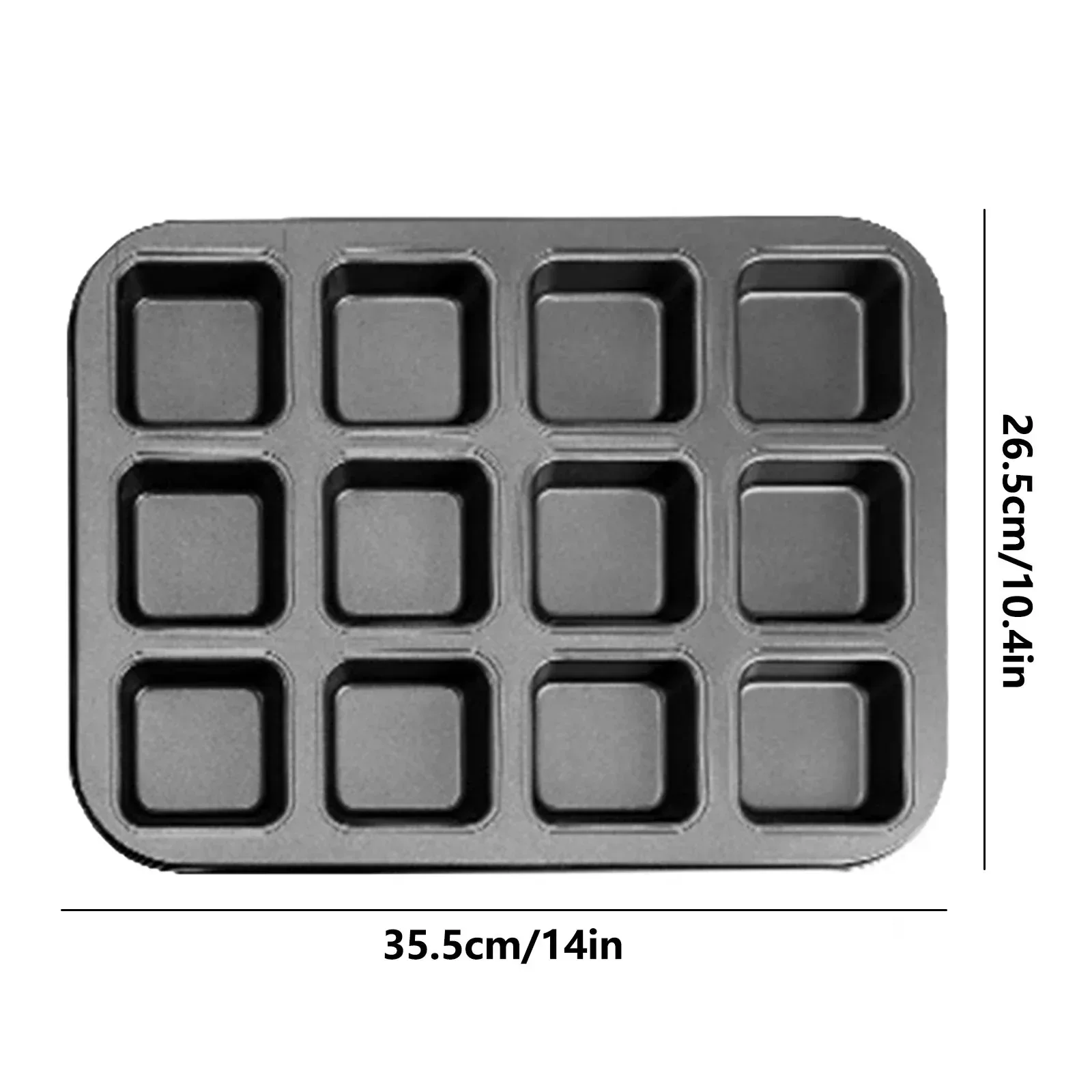 Brownie Pan with Dividers, 1 Set 12 Cavity All Edges Square Cupcake Brownie Pans Mini Cake Non Stick Baking Carbon Steel Bread Mold Small Edge 3x4 Individual Cutter Sheet Tray for Cookie Oven - Image 3