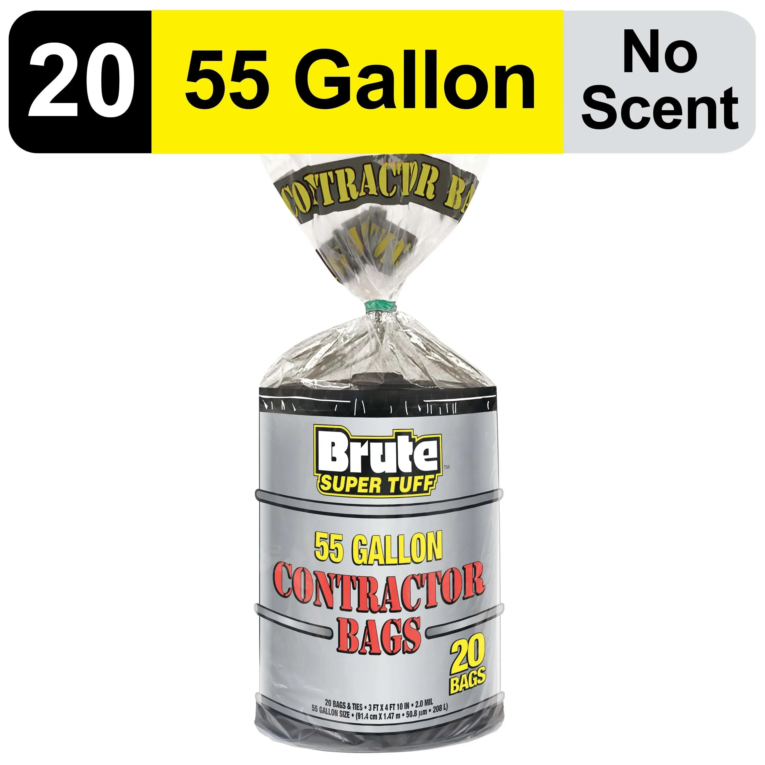 Brute Super Tuff® Contractor Bags, 55 Gallon, 20 Bags (Twist Tie) - Image 2