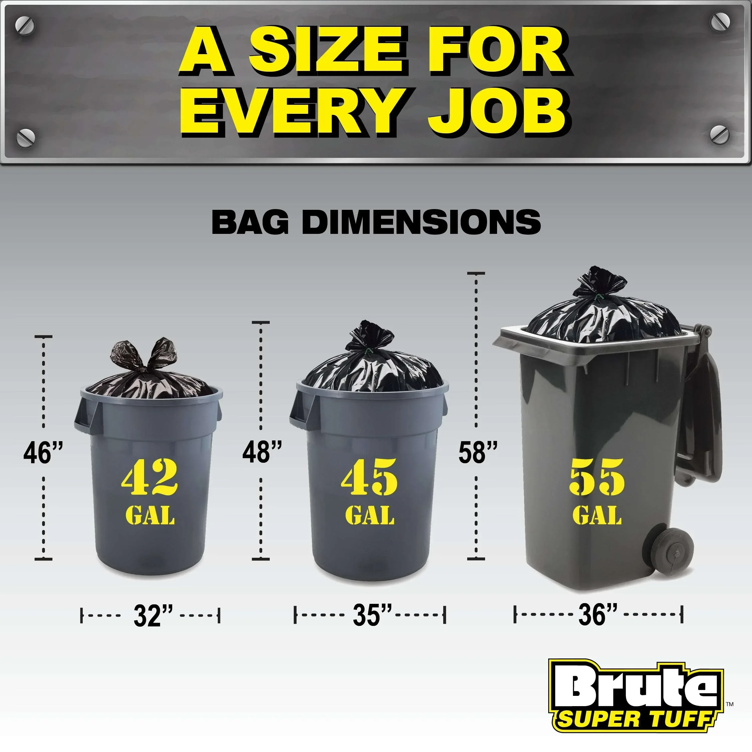 Brute Super Tuff® Contractor Bags, 55 Gallon, 20 Bags (Twist Tie) - Image 7