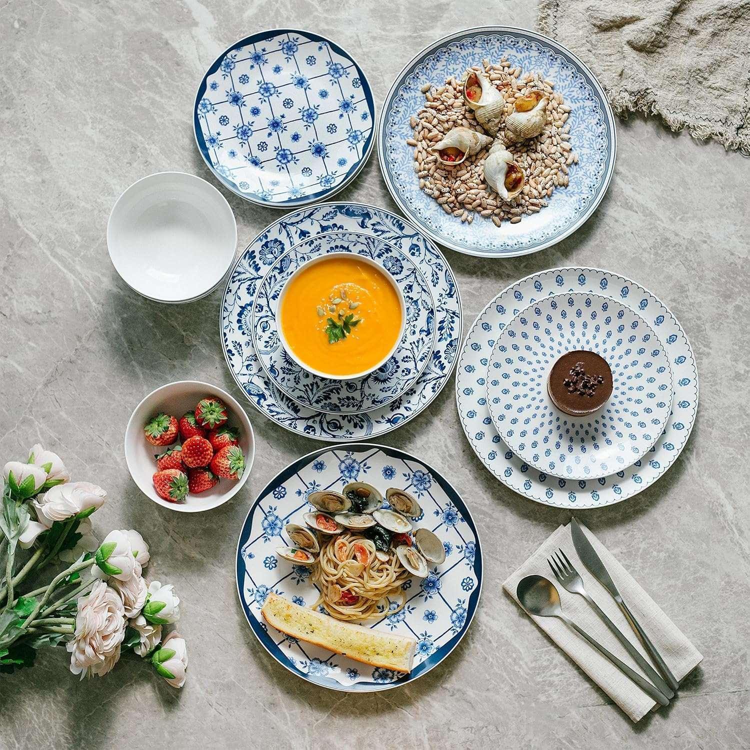 BTaT- Dinnerware Sets for 4, 12 pcs, Ceramic Dinnerware Sets - Image 3