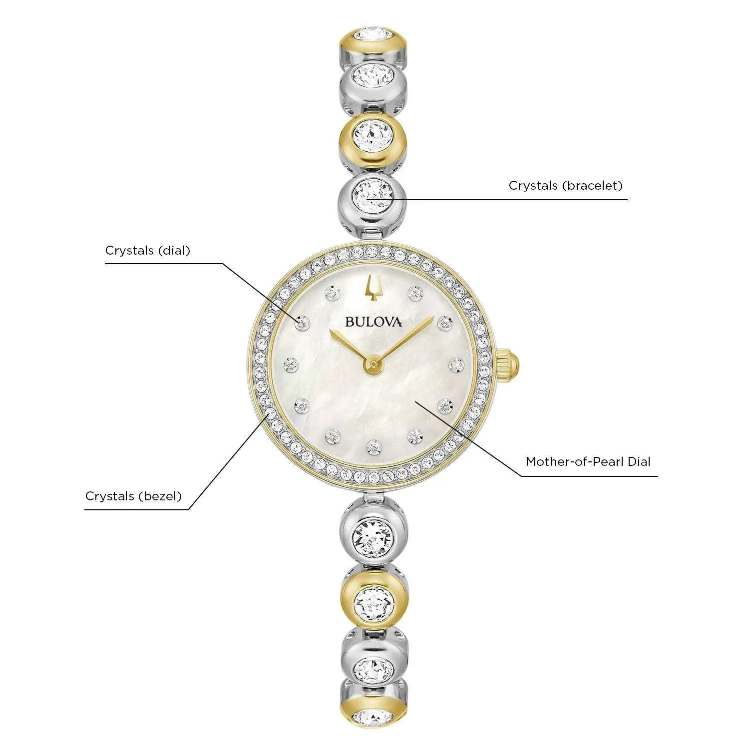 Bulova Ladies Crystal Collection Two-Tone 25mm Watch 98L299 - Image 4