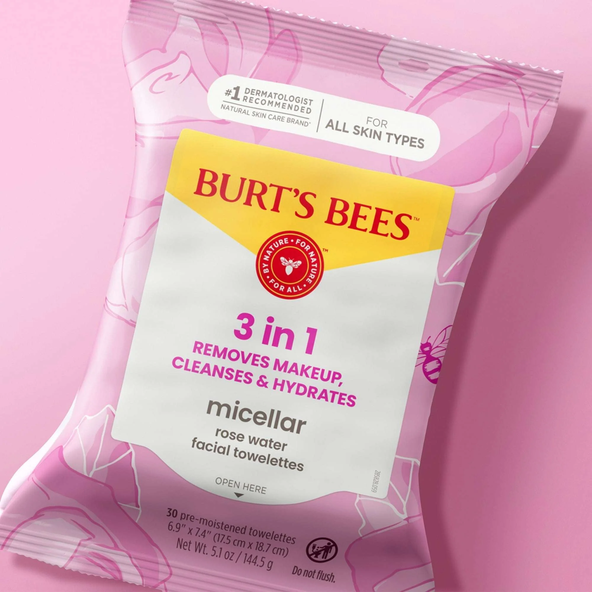 Burt's Bees Micellar Facial Towelettes With Rose Water, 30 ct. Package - Image 9