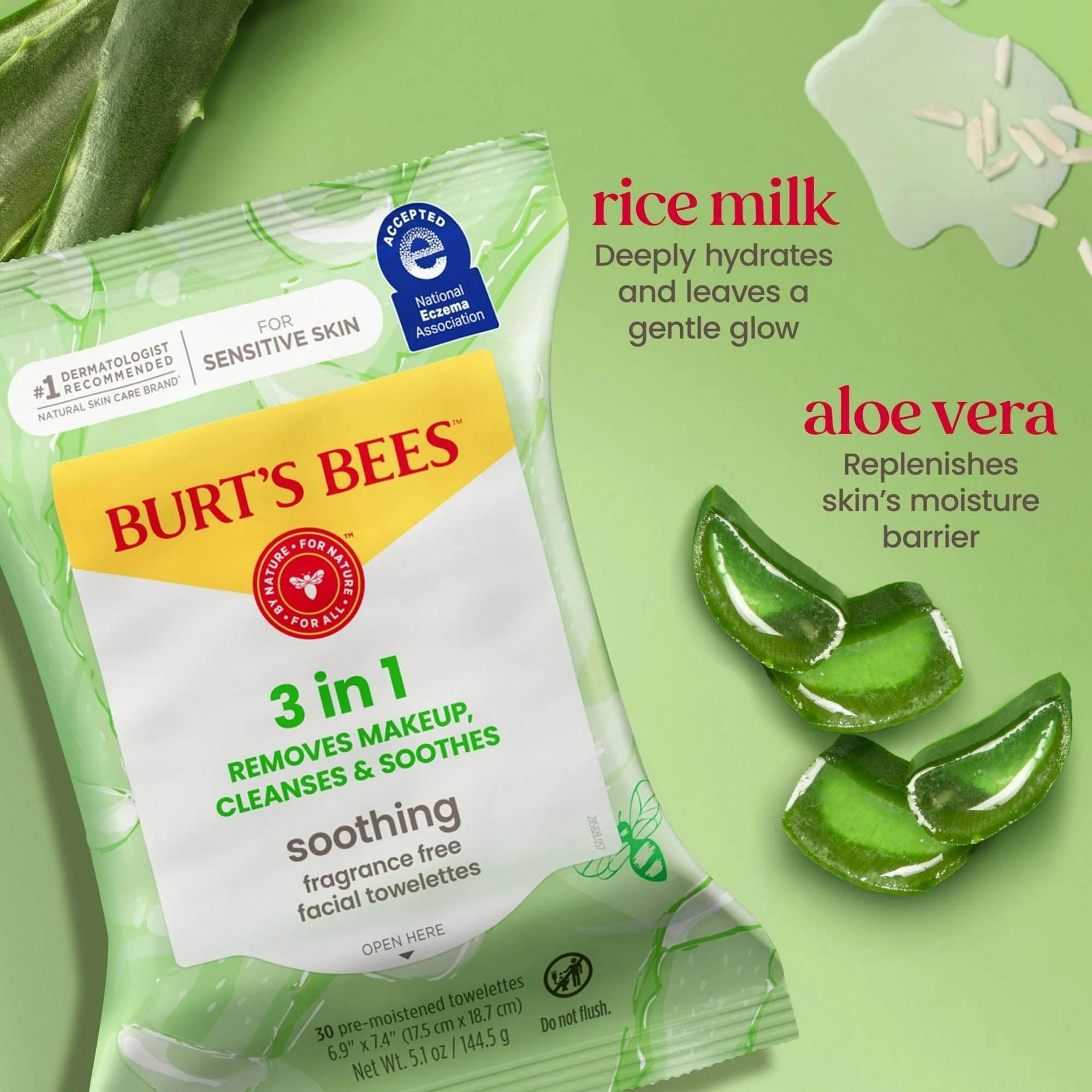 Burt's Bees Soothing Fragrance Free Facial Towelettes, 30 ct. Pack - Image 4