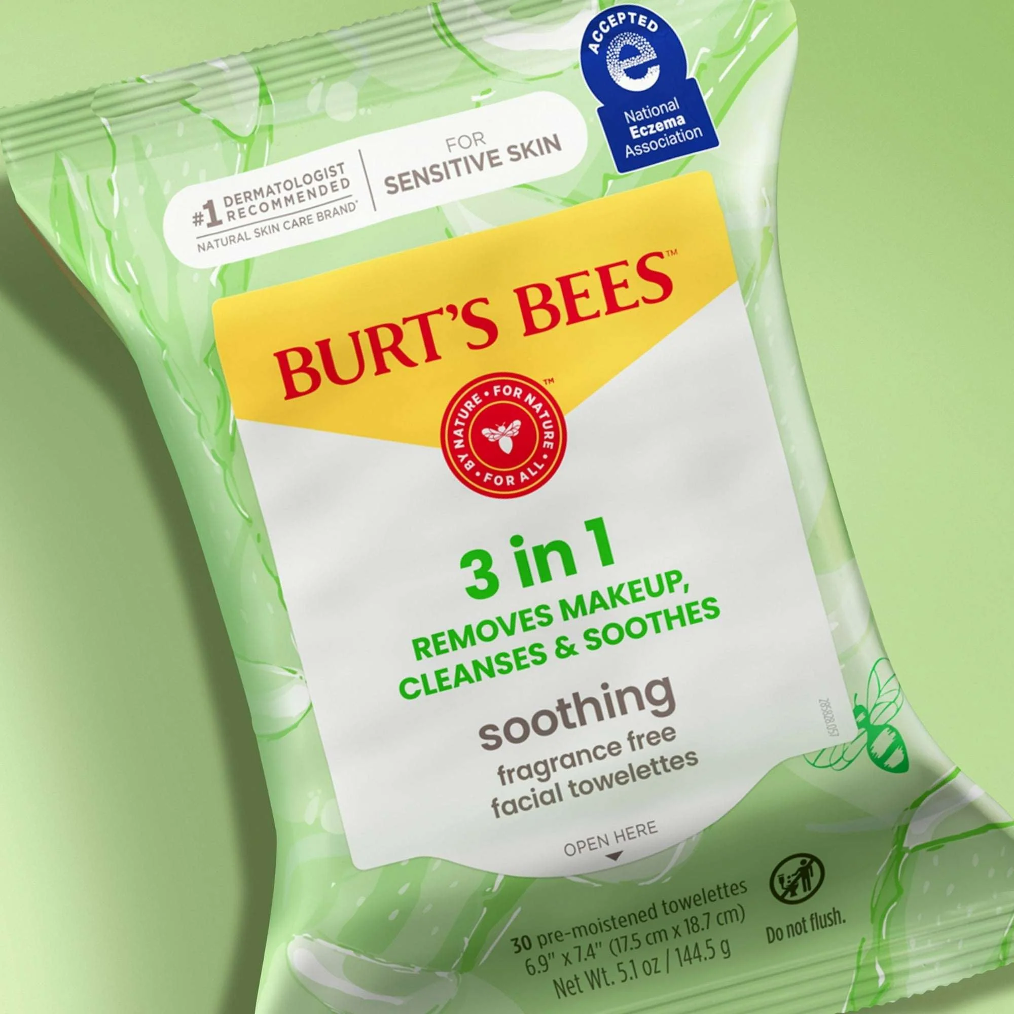 Burt's Bees Soothing Fragrance Free Facial Towelettes, 30 ct. Pack - Image 8