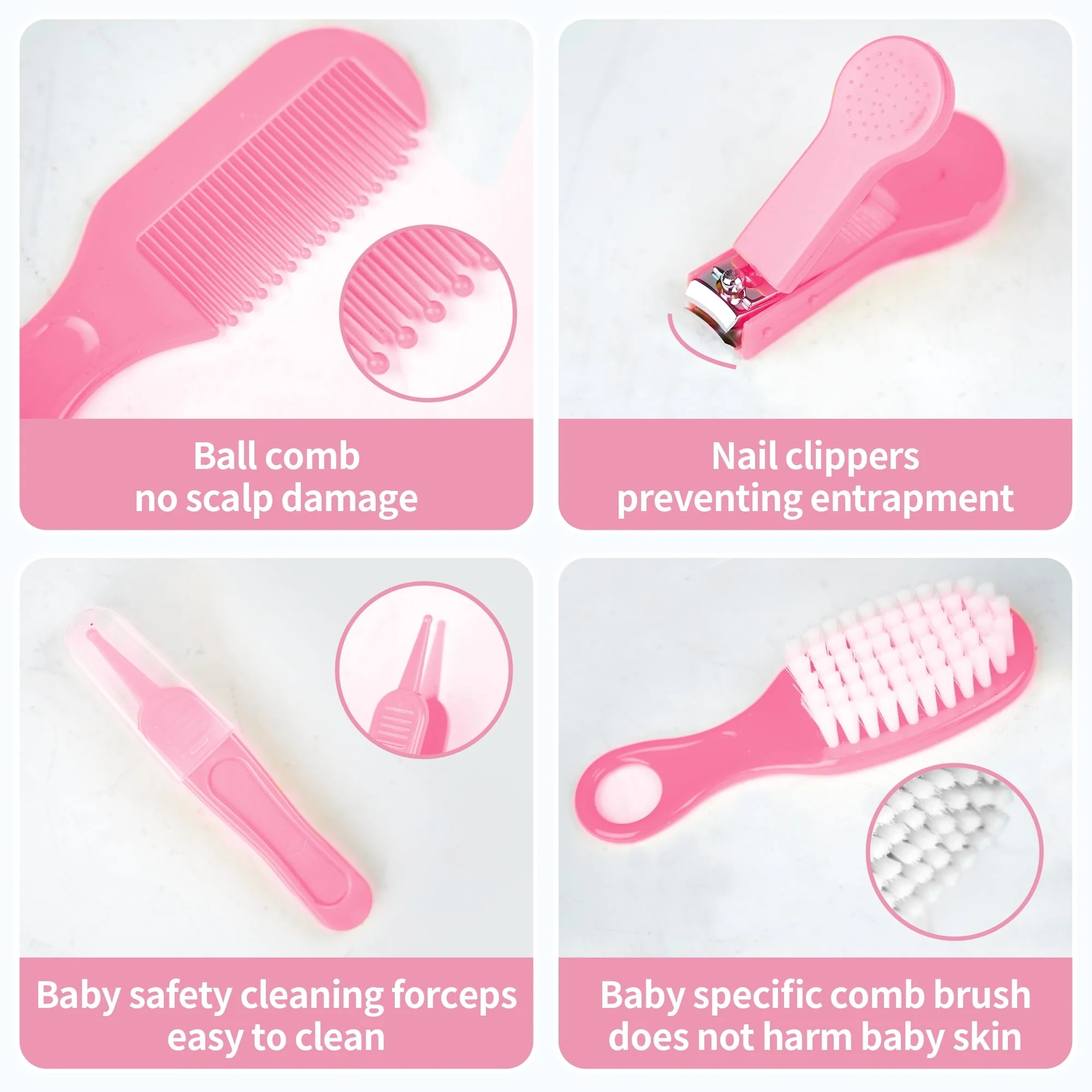 BUSATIA 10 in 1 Baby Healthcare and Grooming Kit,Safety Newborn Nursery Care Set, with Hair Brush Comb,Nail Clipper,Thermometer,Pacifier Clip,Nasal Aspirator for Newborn Infant Baby - Image 10
