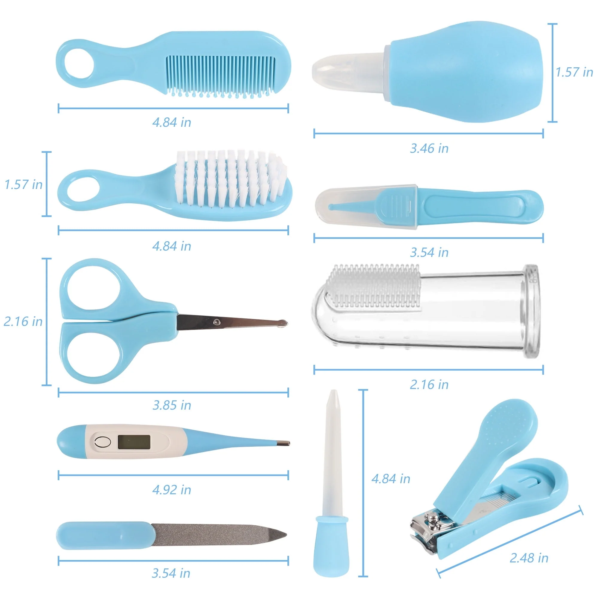 BUSATIA 10 in 1 Baby Healthcare and Grooming Kit,Safety Newborn Nursery Care Set, with Hair Brush Comb,Nail Clipper,Thermometer,Pacifier Clip,Nasal Aspirator for Newborn Infant Baby - Image 5