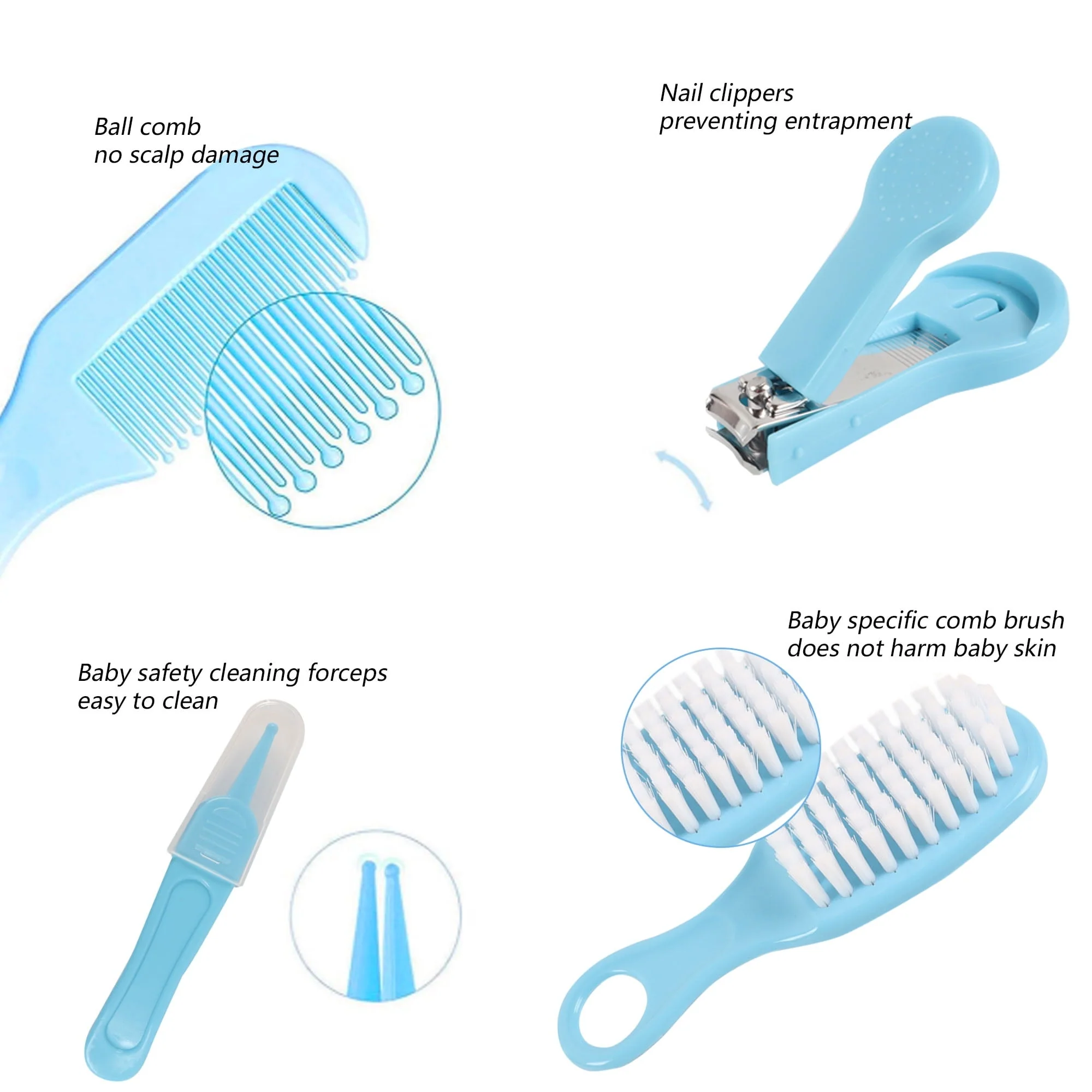 BUSATIA 10 in 1 Baby Healthcare and Grooming Kit,Safety Newborn Nursery Care Set, with Hair Brush Comb,Nail Clipper,Thermometer,Pacifier Clip,Nasal Aspirator for Newborn Infant Baby - Image 7