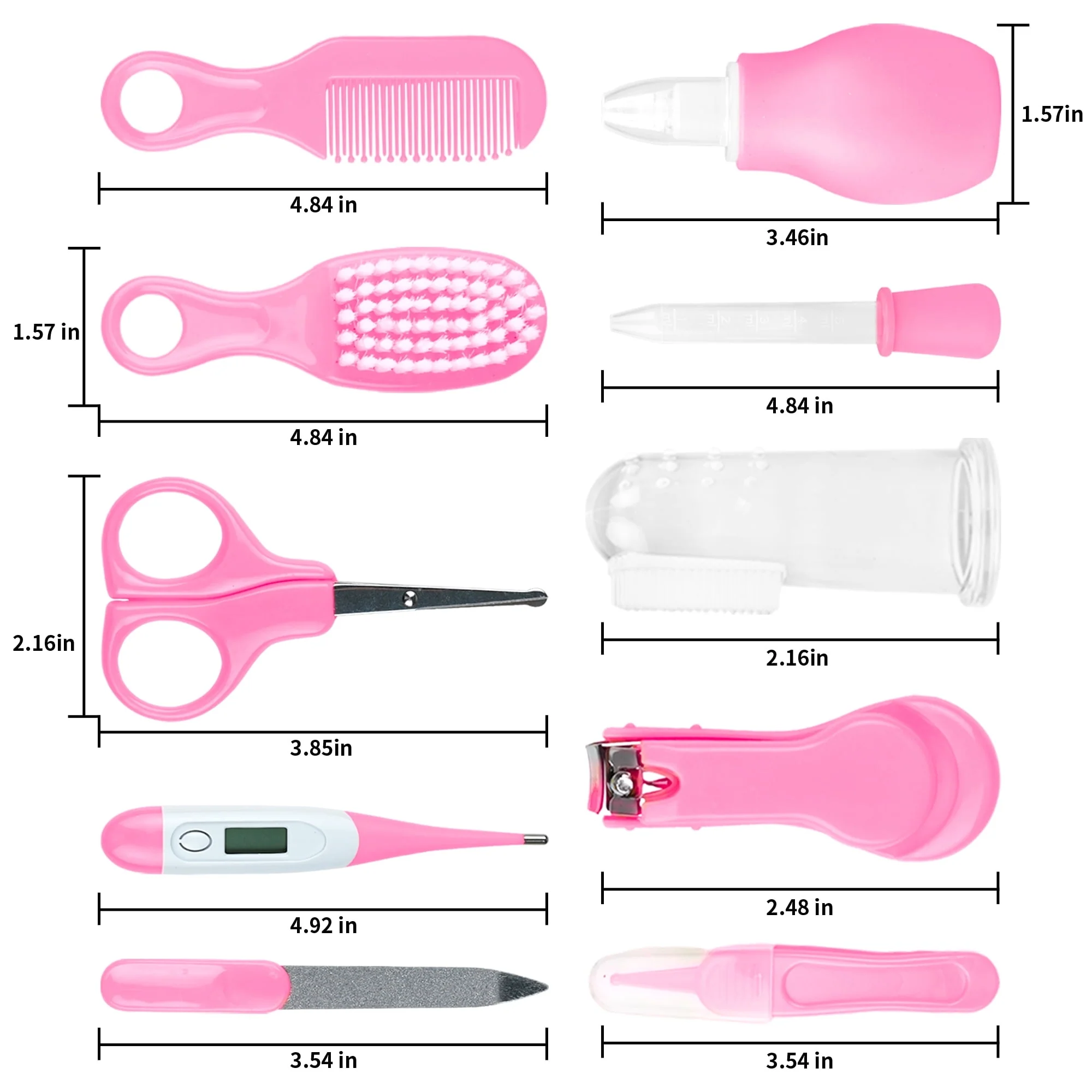 BUSATIA 10 in 1 Baby Healthcare and Grooming Kit,Safety Newborn Nursery Care Set, with Hair Brush Comb,Nail Clipper,Thermometer,Pacifier Clip,Nasal Aspirator for Newborn Infant Baby - Image 9