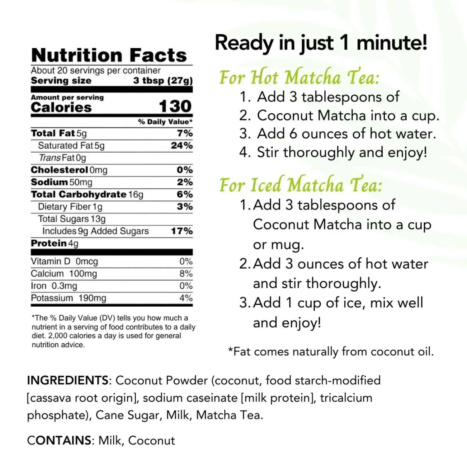 Cacafe Coconut Matcha (19.05 Oz.) - Image 4