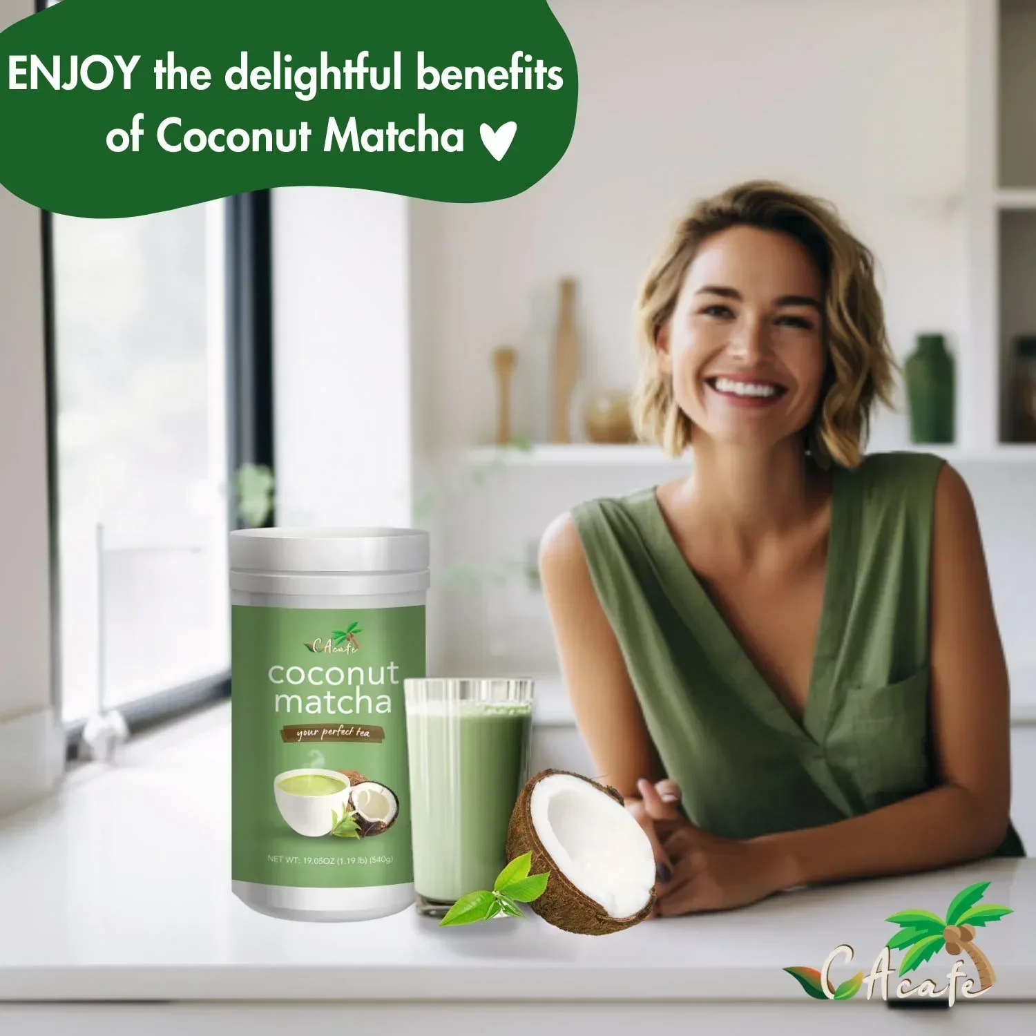 Cacafe Coconut Matcha (19.05 Oz.) - Image 6
