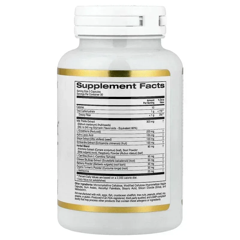 California Gold Nutrition, Advanced Liver Support with Milk Thistle Extract, L-Glutathione, Alpha Lipoic Acid, and Grape Seed Extract, 90 Veggie Capsules - Image 2