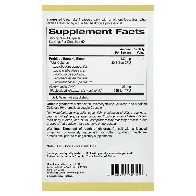 California Gold Nutrition, Akkermansia + Probiotics Immune Complex, 60 Veggie Capsules - Image 3