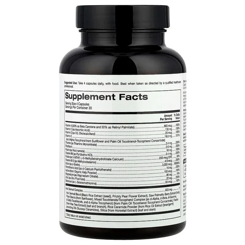 California Gold Nutrition, Beauty, Men's Hair Multivitamin, 120 Veggie Capsules - Image 3