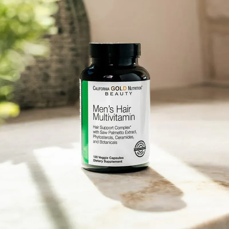 California Gold Nutrition, Beauty, Men's Hair Multivitamin, 120 Veggie Capsules - Image 5