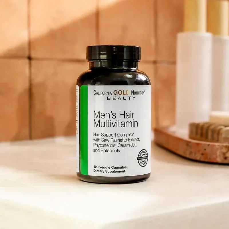 California Gold Nutrition, Beauty, Men's Hair Multivitamin, 120 Veggie Capsules - Image 6