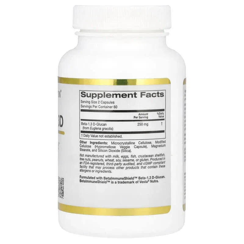 California Gold Nutrition, Beta Glucan from Algae 1,3D, 120 Veggie Capsules (125 mg Per Capsule) - Image 3