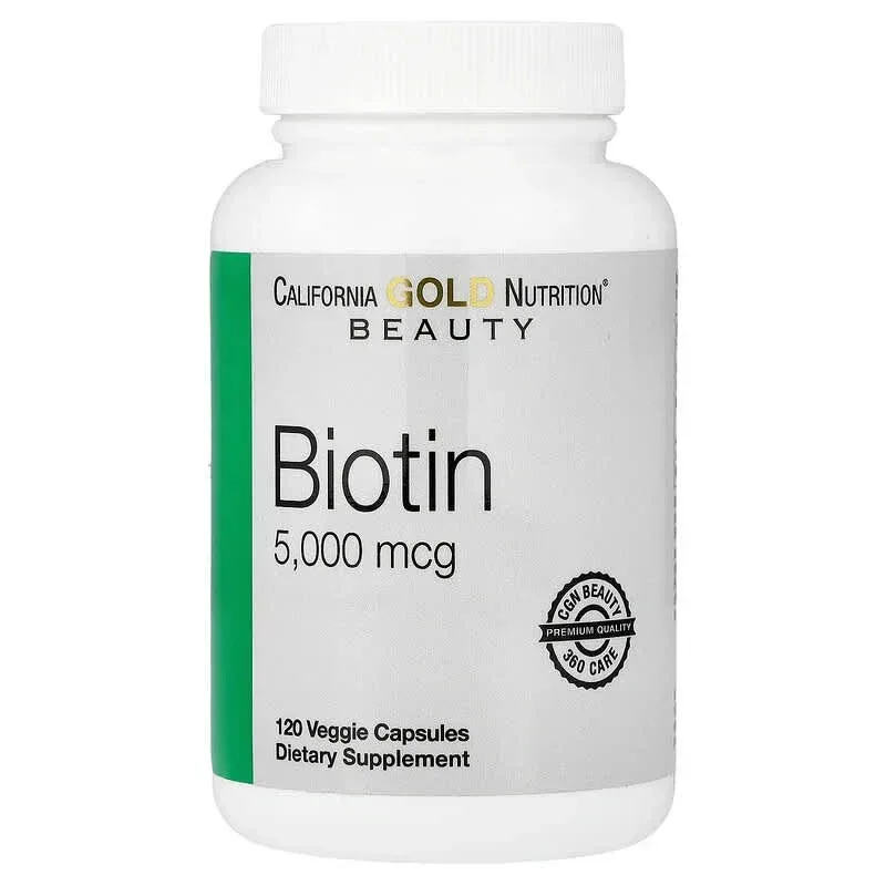 California Gold Nutrition, Biotin, 5,000 mcg, 120 Veggie Capsules