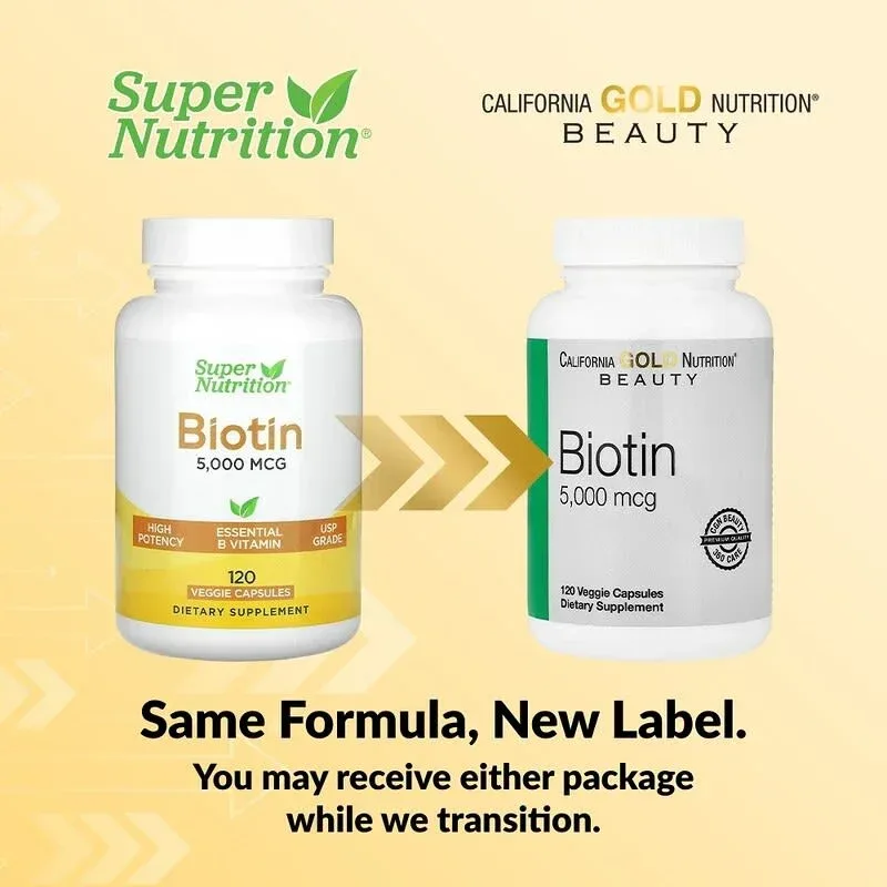 California Gold Nutrition, Biotin, 5,000 mcg, 120 Veggie Capsules - Image 4