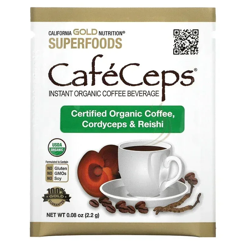California Gold Nutrition, CafeCeps, Certified Organic Instant Coffee with Full-Spectrum, Organic Cordyceps and Reishi Mushroom Powder, 3.5 oz (100 g) - Image 8