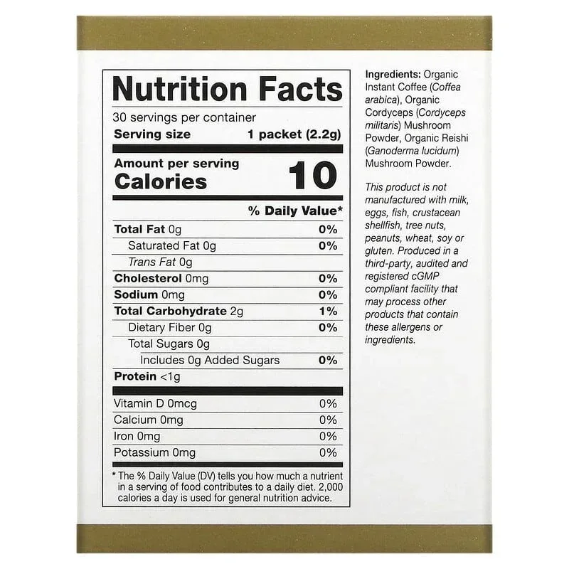 California Gold Nutrition, CafeCeps, Certified Organic Instant Coffee with Full-Spectrum, Organic Cordyceps and Reishi Mushroom Powder, 3.5 oz (100 g) - Image 9