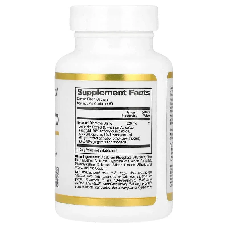 California Gold Nutrition, Digestion Pro with ProDigest®, Botanical Digestive Blend of Artichoke and Ginger Extracts, 320 mg, 60 Veggie Capsules - Image 2