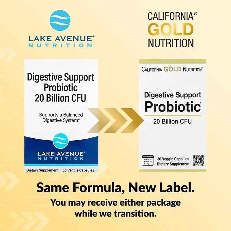 California Gold Nutrition, Digestive Support Probiotic, Probiotic & Prebiotic Blend with Lactobacillus rhamnosus GG, 20 Billion CFUs, 30 Veggie Capsules - Image 3