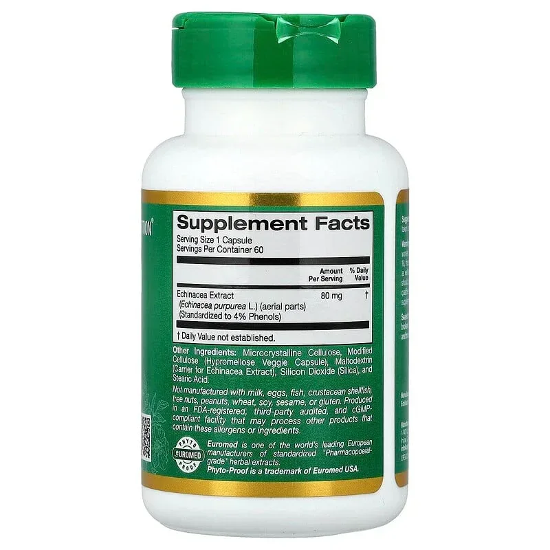 California Gold Nutrition, EuroHerbs™, Echinacea Herb Extract, Euromed Quality, 80 mg - Image 2