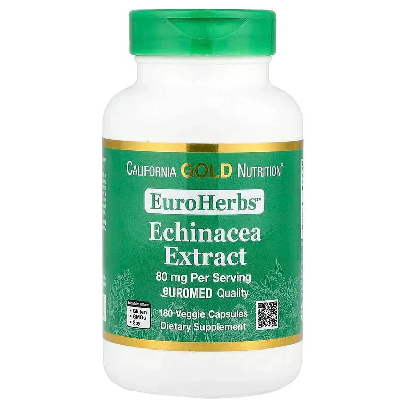 California Gold Nutrition, EuroHerbs™, Echinacea Herb Extract, Euromed Quality, 80 mg - Image 6