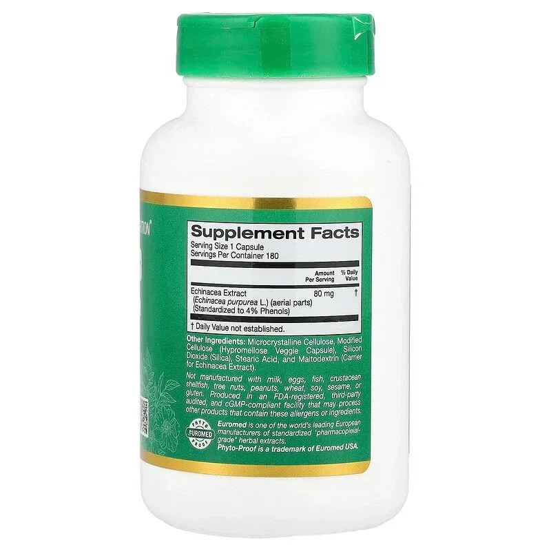 California Gold Nutrition, EuroHerbs™, Echinacea Herb Extract, Euromed Quality, 80 mg - Image 7