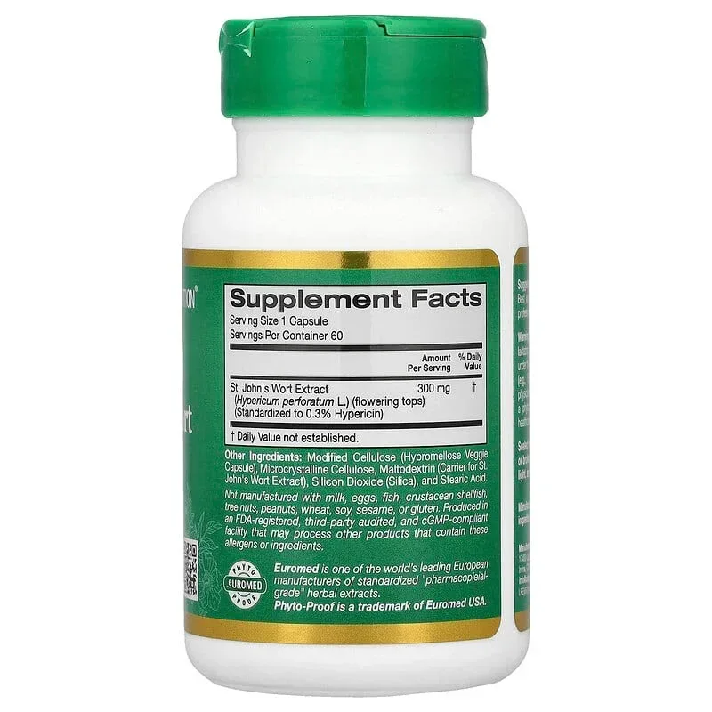 California Gold Nutrition, EuroHerbs™, St. John's Wort Extract, Euromed Quality, 300 mg, 60 Veggie Capsules - Image 2
