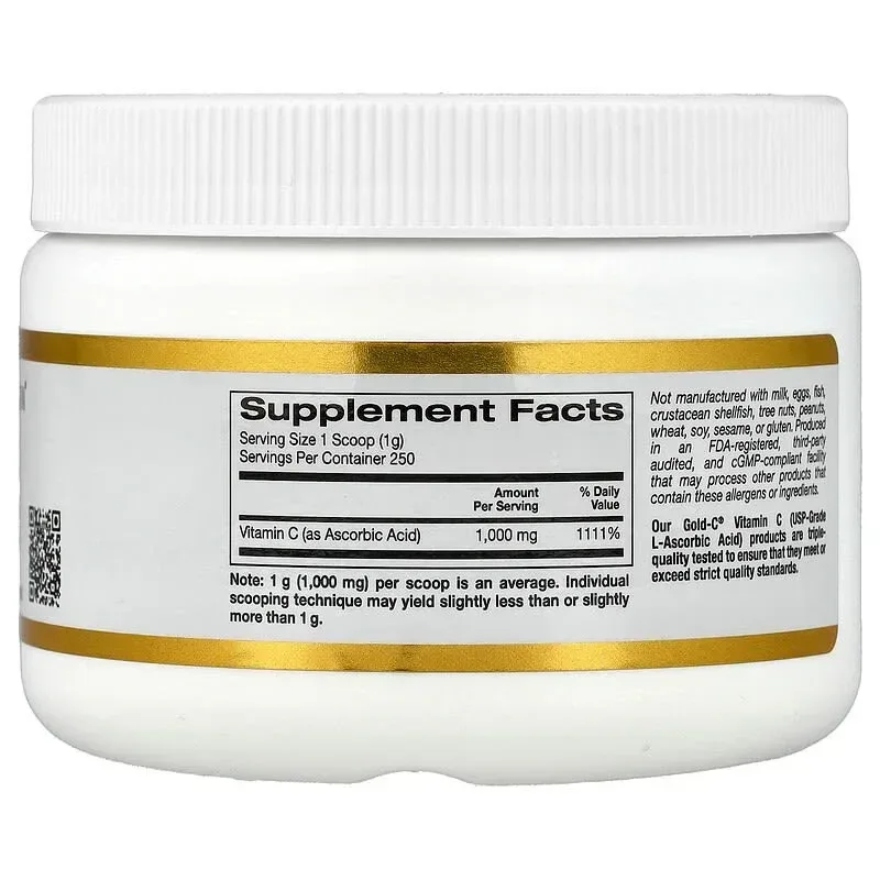 California Gold Nutrition, Gold C Powder, Vitamin C, 1,000 mg, 8.81 oz (250 g) - Image 3