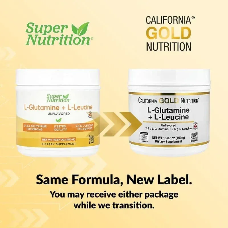 California Gold Nutrition, L-Glutamine + L-Leucine, Unflavored, 15.87 oz (450 g) - Image 4
